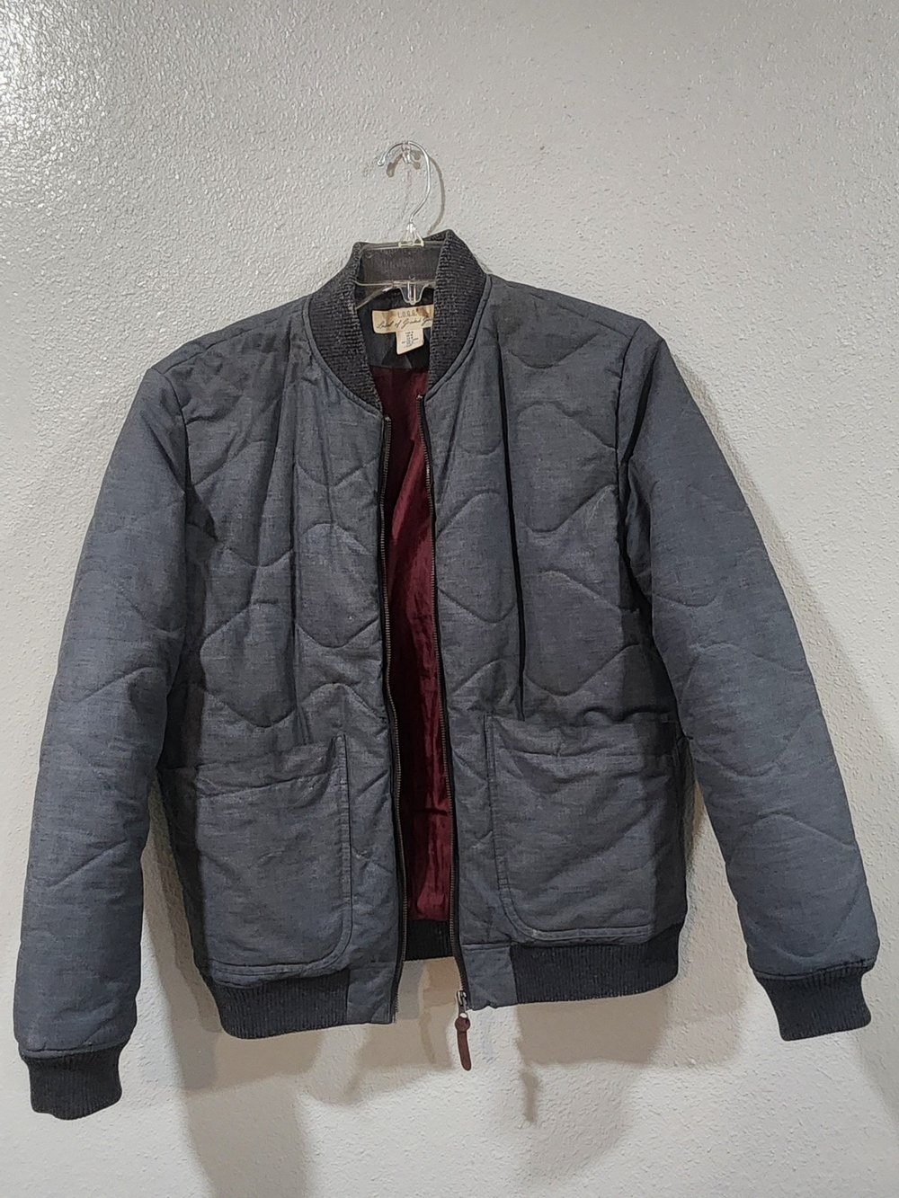 L.O.G.G. Label of Graded Goods Quilted Bomber Jacket Charcol/Burgandy